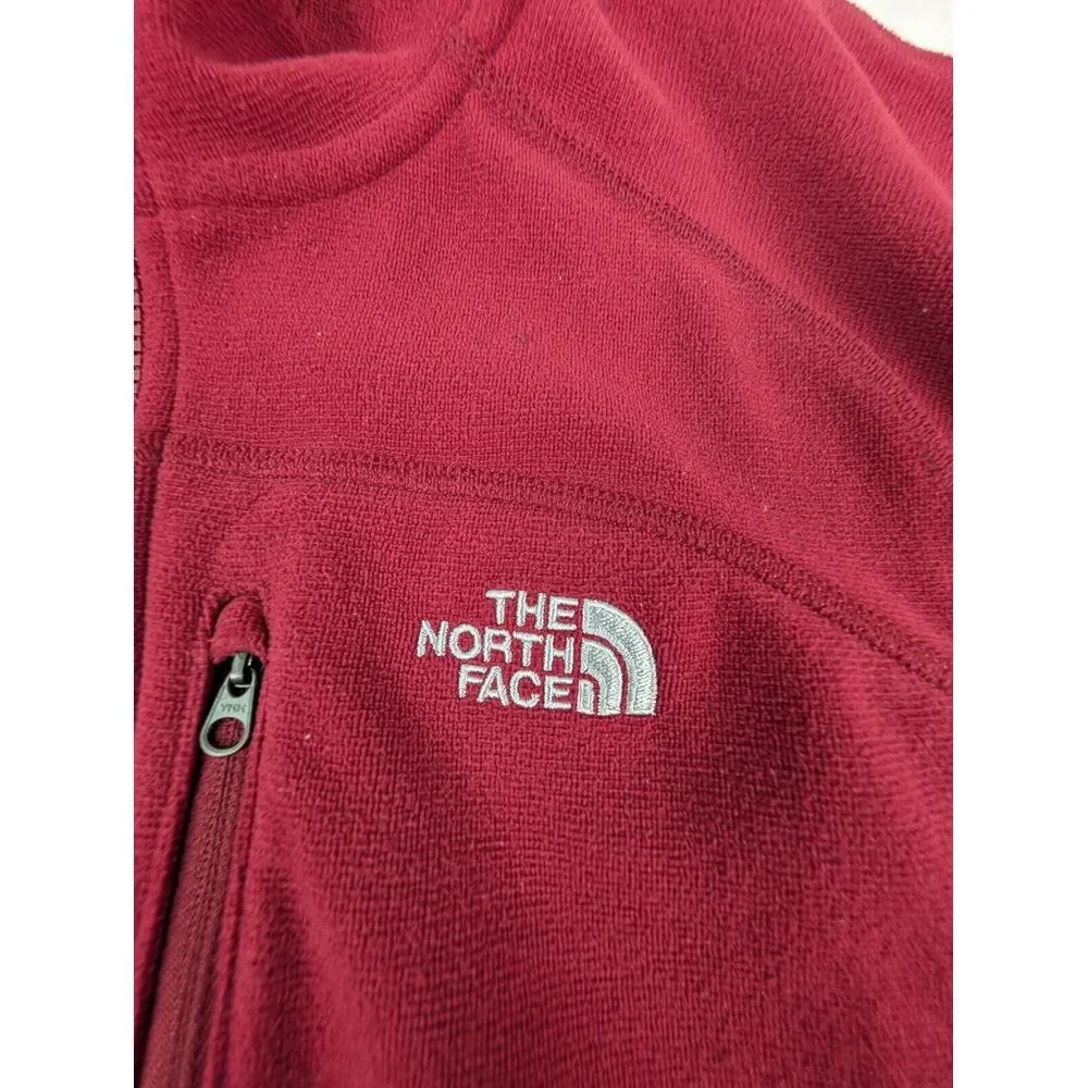 The North‎ Face Full Zip Fleece Jacket Men's L Red Polartec Pockets Mid Weight